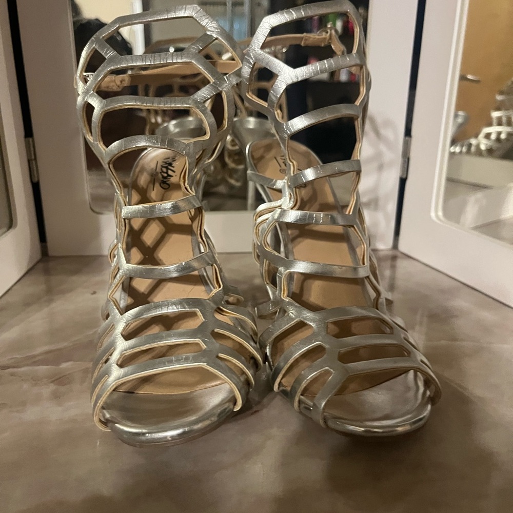 Silver back out silver sandals